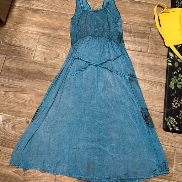 Ludy" Blue Bohemian Midi Dress - 100% Viscose - One Size - Picture 8 of 15